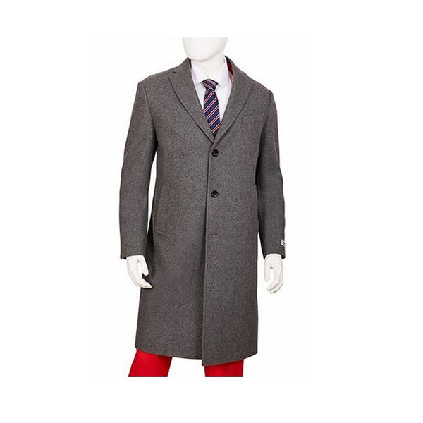 Men's Gray Overcoat - Grey Wool Topcoat ~ Gray Regular Fit Overcoat