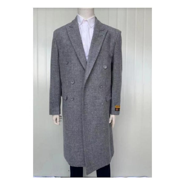 Men's Gray Overcoat - Grey Wool Topcoat - Full Length Wool And Cashmere Overcoat - Winter Topcoats