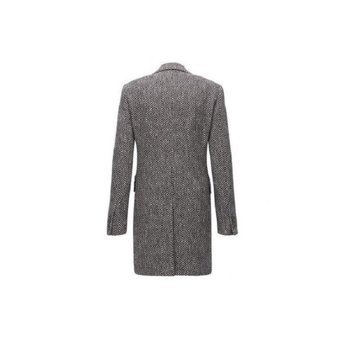 Mens Gray Overcoat - Grey Wool Topcoat Gray Herringbone Tweed Six Button Overcoat