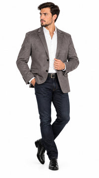 Men's Suede Cowboy Blazer Ultra Slim Fit LAM-510 in Color Gray