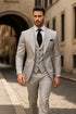 Suits With Baggy Pleated Pants - Wide Leg Pants 100% Wool - Classic Fit in Grey One Button 3 Piece Suit by Rossiman