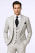 Suits With Baggy Pleated Pants - Wide Leg Pants 100% Wool - Classic Fit in Grey One Button 3 Piece Suit by Rossiman
