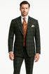 Mens Green Suit - Designer Brand Suit No Pleated Pants Modern Fit