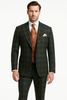 Mens Green Suit - Designer Brand Suit No Pleated Pants Modern Fit