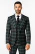 Suits With Baggy Pleated Pants - Wide Leg Pants 100% Wool - Classic Fit in Green Color by Rossiman