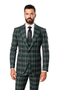 Suits With Baggy Pleated Pants - Wide Leg Pants 100% Wool - Classic Fit in Green Color by Rossiman