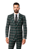 Suits With Baggy Pleated Pants - Wide Leg Pants 100% Wool - Classic Fit in Green Color by Rossiman