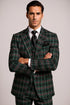 Suits With Baggy Pleated Pants - Wide Leg Pants 100% Wool - Classic Fit in Green Color by Rossiman