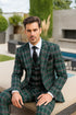 Suits With Baggy Pleated Pants - Wide Leg Pants 100% Wool - Classic Fit in Green Color by Rossiman