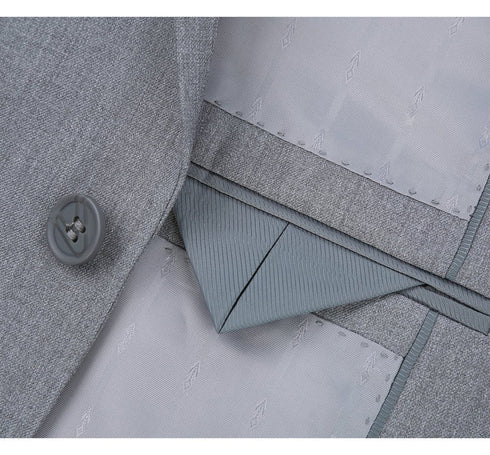 Light Grey Suit - Silver Gray Suit For Wedding - Mens Basic Two Button Classic Fit Suit With Optional Light Grey Vest