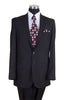 Mens Classic 2PC Pleated Pant Suit with Lapel Stitching in Black