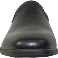 Bravo Mens Classic Plain Toe Slip on Loafer Dress Shoe in Black