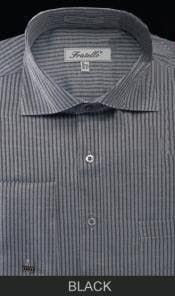 Mens Black Striped Dress Shirt Grey Overshirts