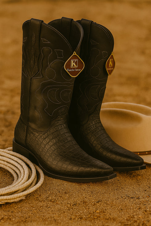 King Exotic Men's Caiman Belly Snip Toe Boots