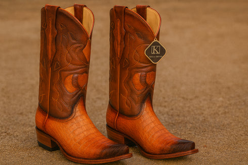 King Exotic Men's Caiman Belly Snip Toe Boots