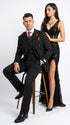 Harlem Nights Suits for Men by Tiglio – 100% Wool Double Breasted Black Pinstripe Vested Suit Wide Leg Pleated Pants Classic fit