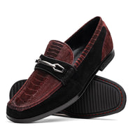 Marco Di Milano Wine-Black Hugo Sueded Ostrich Leg Bit Loafers