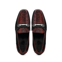 Marco Di Milano Wine-Black Hugo Sueded Ostrich Leg Bit Loafers