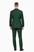 Mens Designer Tailored Fit Hunter Green Double Breasted Wool Suit with Metal Buckle Closure