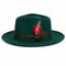Gangster 100% Australian Wool Crushable Mens Fedora Hat - Removable Feather Gangster  Hunter Green Mens Fedora Hat
