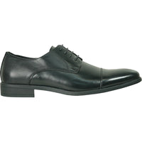 Bravo Mens Antique Cap Toe Lace Up Oxford Dress Shoe in Black