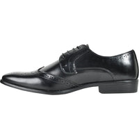 Bravo Mens Vintage Style 1920's Wingtip Lace Up Dress Shoe in Black