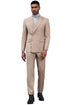 Men's Designer Stacy Adams Classic Double Breasted Suit in Tan