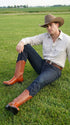 Men’s Red Eel Cowboy Boots with Pointed Toe, Original Leather Western Dress Boots