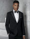 Mens Kenneth Cole Slim Fit Peak Trim Tuxedo in Black