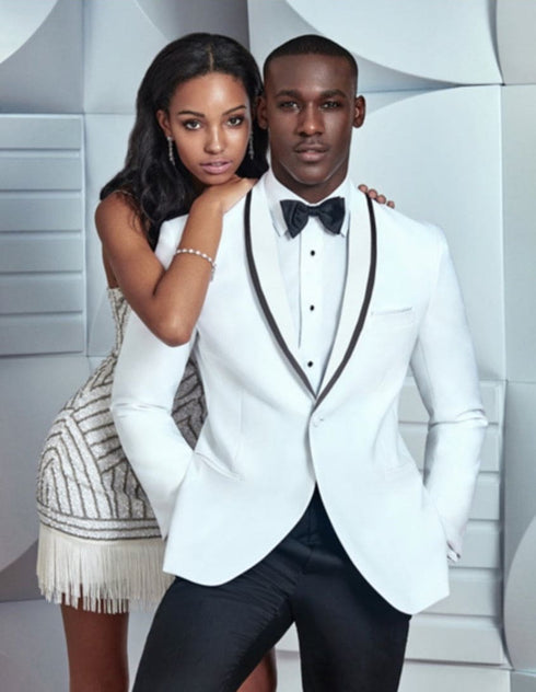 Mens Designer Franklin Wedding - Prom Tuxedo in White