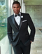 Mens Designer Slim Fit Peak Tuxedo in Black