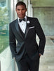 Mens Designer Slim Fit Peak Tuxedo in Black