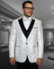 Mens Shiny Flower Pattern Paisley Tuxedo in White