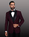 Mens 1 Button Shawl Lapel Wool Dinner  Classic Jacket  Burgundy