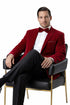 Men's Two Button Classic Velvet Blazer In Red