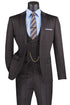 Men’s Two Button Vintage Style Slim Fit Vested Plaid Black Suit