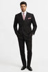 Mens Classic Wool Double Breasted Suit in Black
