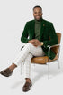 Mens Two Button Modern Fit Velvet Blazer in Hunter Green