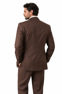 Pleated Suit - Mens Suits With Pleated Pant -  Regular Fit Suit - Brown Suit