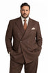 Pleated Suit - Mens Suits With Pleated Pant -  Regular Fit Suit - Brown Suit