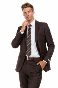 Men's Basic 2 Button Slim Fit Wedding Brown Suit