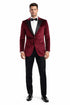 Men's Two Button Peak Lapel Velvet Wedding & Prom Tuxedo Jacket In Burgundy