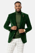 Mens Two Button Modern Fit Velvet Blazer in Hunter Green
