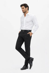 Men's Modern Fit Flat Front Tuxedo Separates Pants in Black