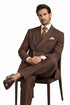 Pleated Suit - Mens Suits With Pleated Pant -  Regular Fit Suit - Brown Suit