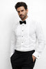 Men's Regular Fit Point Collar Half-Inch Pleat White Tuxedo Shirt & Bowtie Set