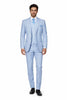 Mens 2 Button Vested Summer Seersucker Blue Suit