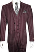 Mens 2 Button Gangster Pinstripe Suit in BLACK / GREY / NAVY / BURGUNDY