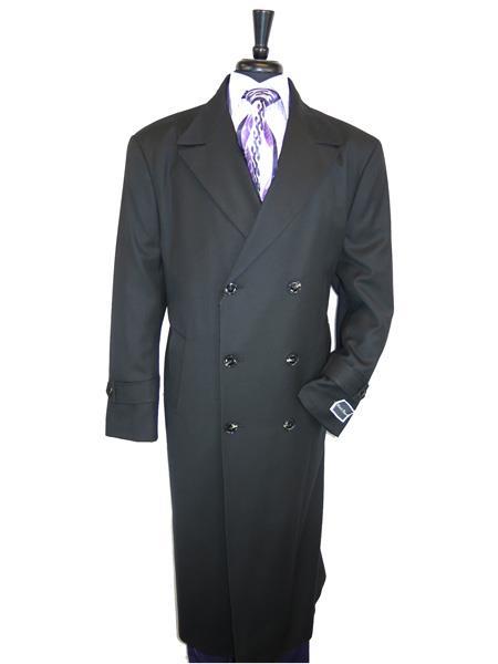 Mens Duster Coat - Duster Overcoat - "Jet Black" Topcoat - Winter Coat