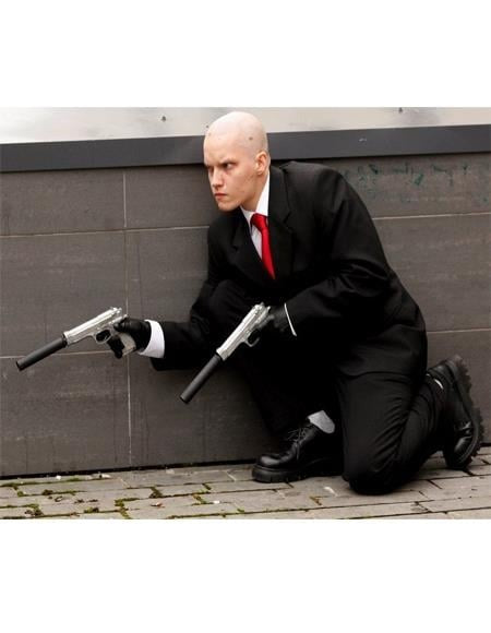 Agent 47 Custom Jacket + Pants Shirt Red Tie Work Jackets